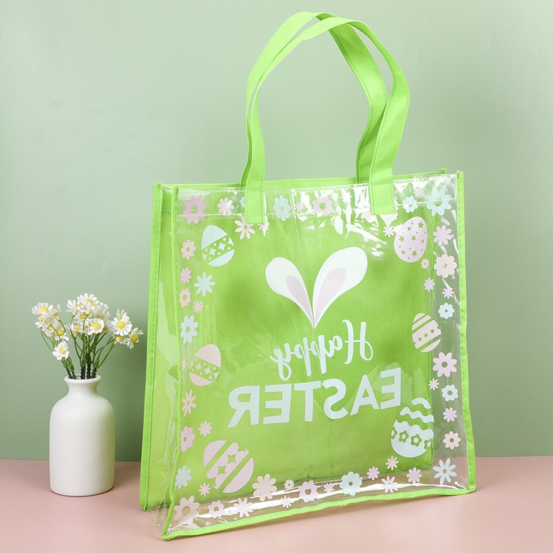 pvc热合无纺布手提袋印刷logo通用洗漱用品礼品购物袋透明PVC袋子