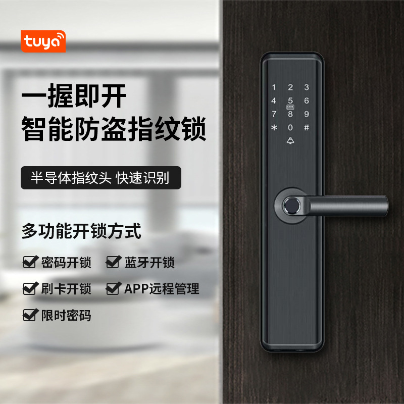WiFi智能门锁 支持涂鸦手机APP远程开锁 指纹密码IC卡手机APP开锁