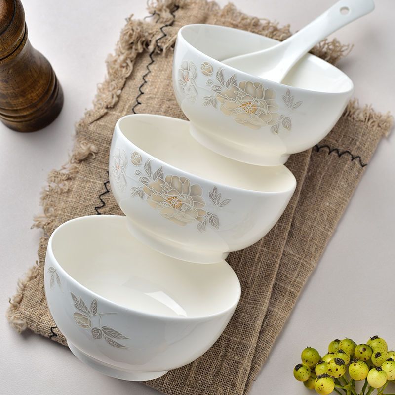 Special Offer Household Ceramic Rice Bowls, Set of 4-10 Pieces, High Aesthetic Value, Trendy Dining Bowls, Porcelain Bowls, Small Bowls, Thickened and Anti-Scalding