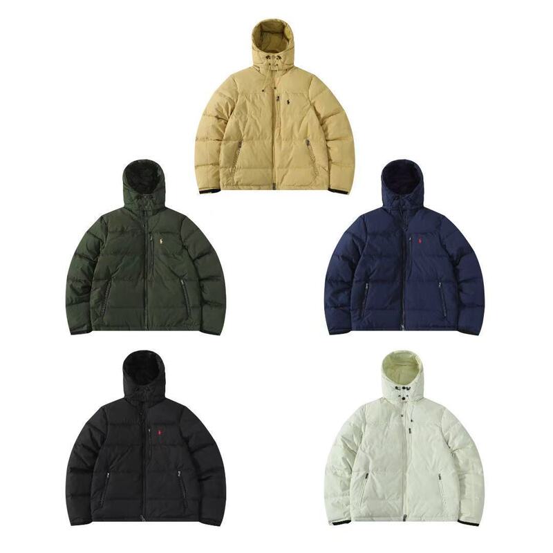 26 Ralph Lauren Classic Embroidered Winter down Jacket with Removable Hood, Ultra-Thick, Windproof and Waterproof, Couple's Style, with Qr Code for Scanning