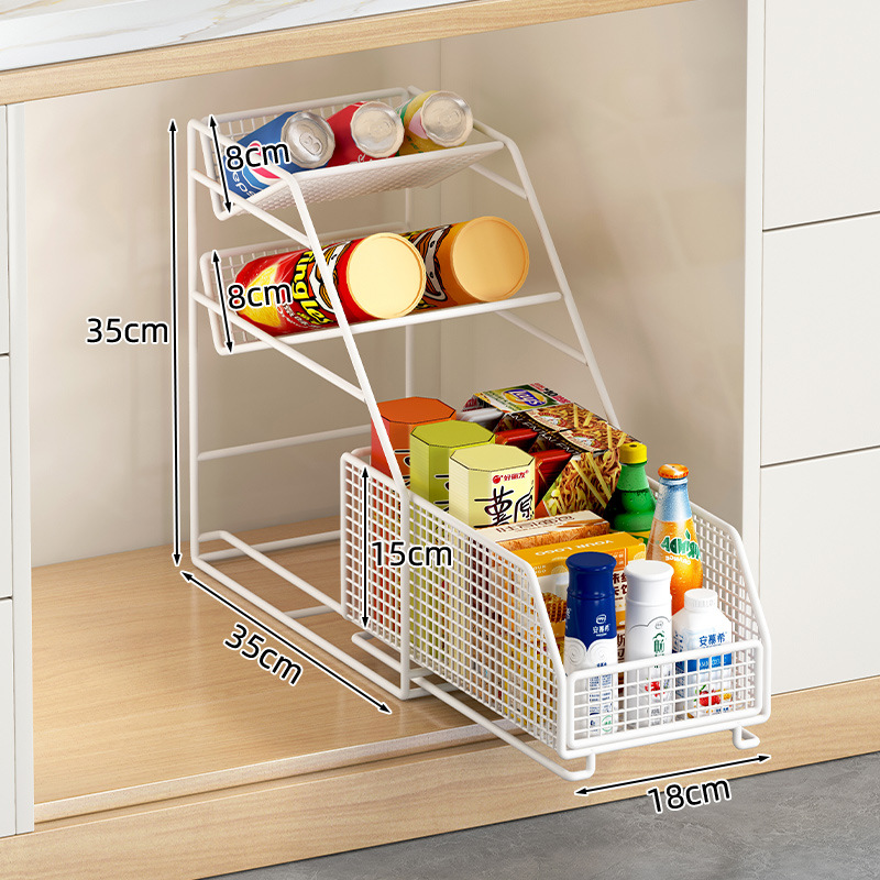 Snack Storage Rack Cabinet Inner Layered Rack Snack Cabinet Storage Rack Cabinet Drawer Basket Household Multi-Layer Drawer-Type Shelf