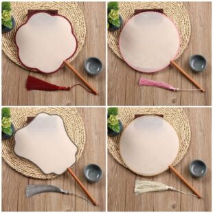 Silk Round Fan Painting Calligraphy Creation Embroidery DIY Fan Wholesale Silk Cloth Chinese Style Handmade Pure Handwork