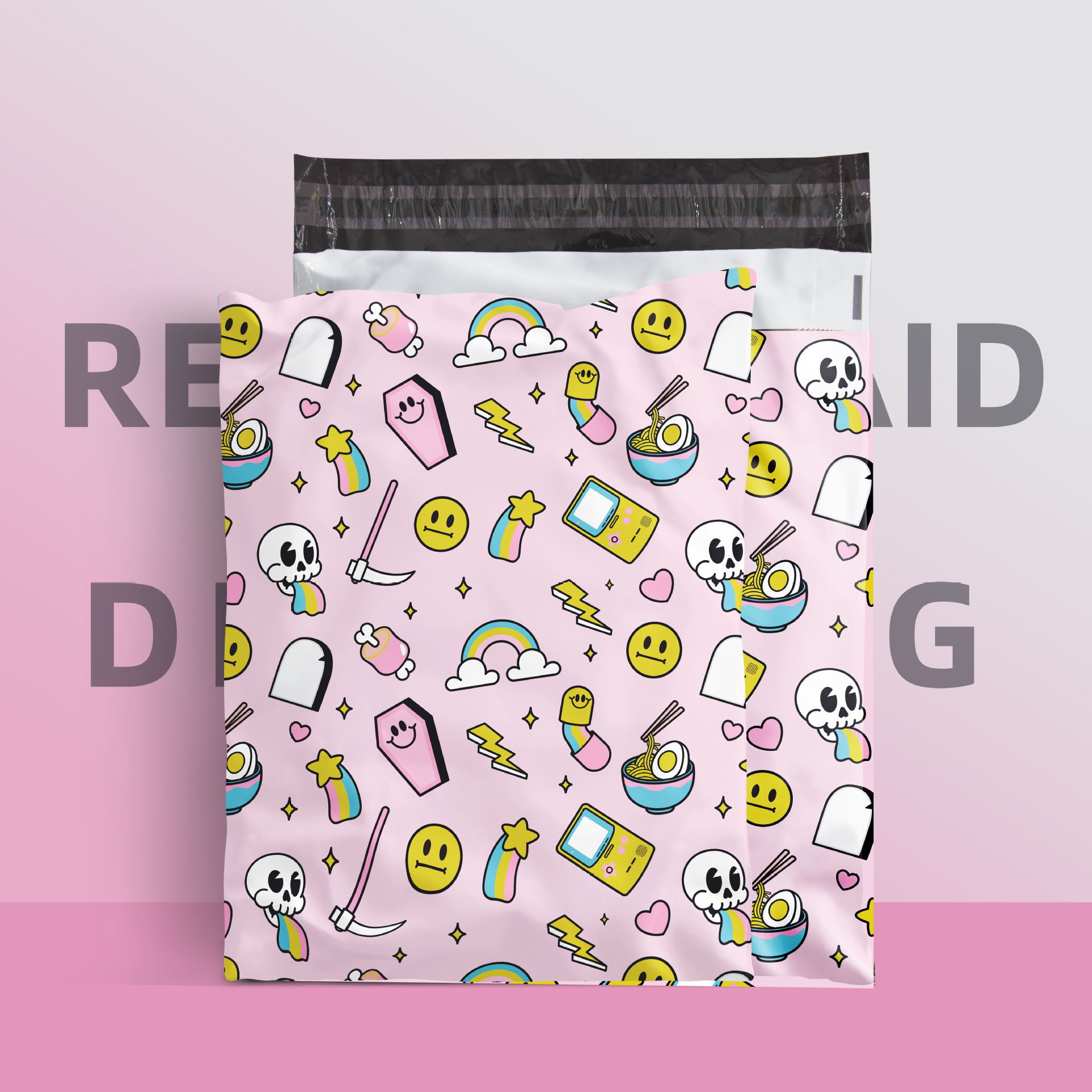 Panda bolsa de entrega impresa logística destrucción bolsa de embalaje colorida bolsa de dibujos animados impermeable gran venta caliente transfronteriza