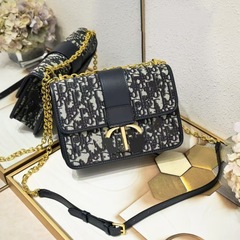 クロスボーダー新作 D's Montaigne30 モンテーニュバッグ ジャガード総柄プリント 本革 ファッション チェーン ショルダー クロスボディ レディースバッグ