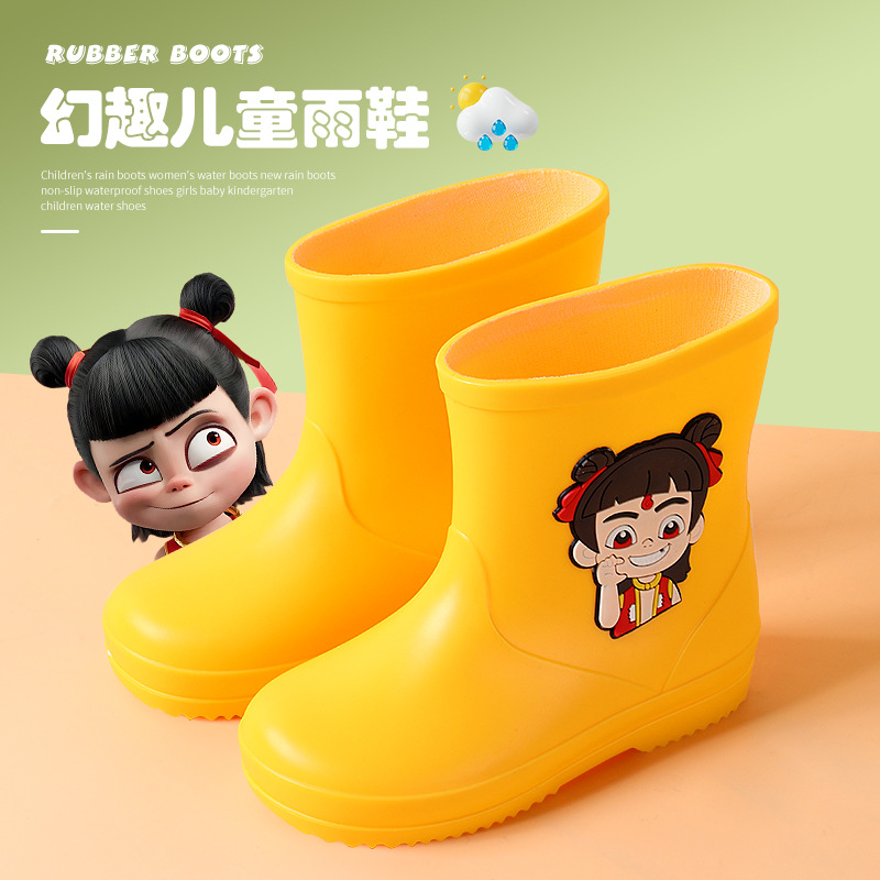 Bebés zapatos impermeables para niños, dibujos animados lindos para niños y niñas, jardín de infantes, zapatos impermeables para niños mayores, zapatos de lluvia antideslizantes y veludo