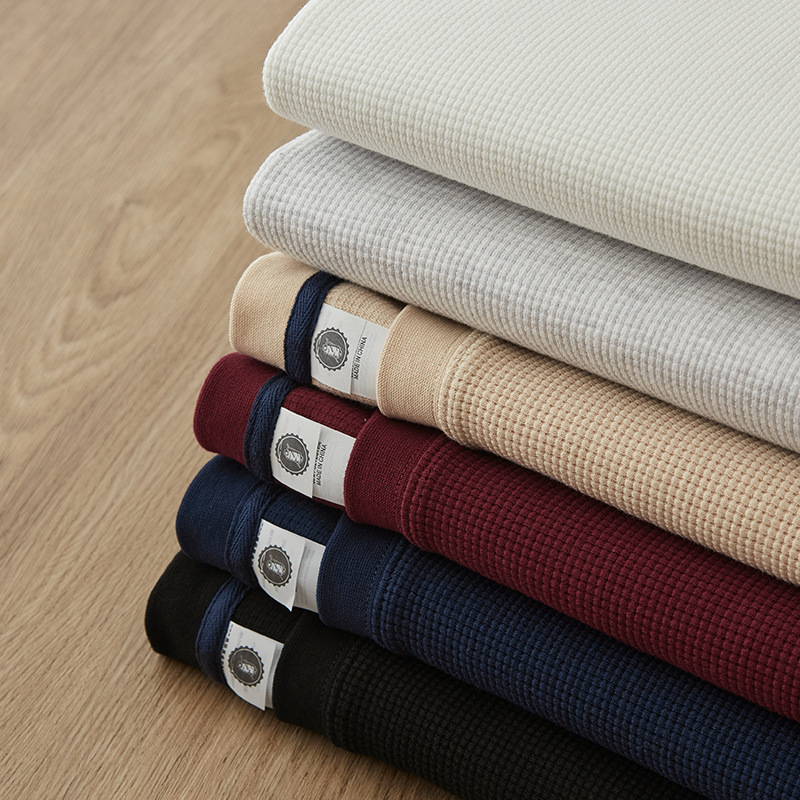 280g waffle de manga corta Camiseta de los hombres de verano casual flojo americano retro pesado hombro de punto camisa de media manga