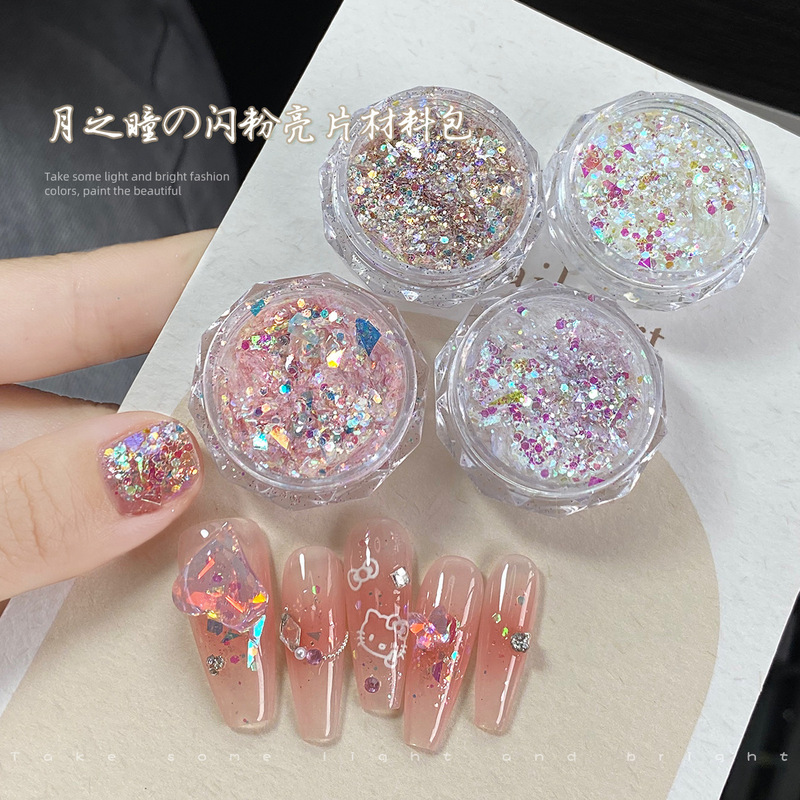 4 Color Goblin Eyes Nail Art Sequins 2025 Gradient Glitter Size Mixed Color Flash Nail Patch Jewelry