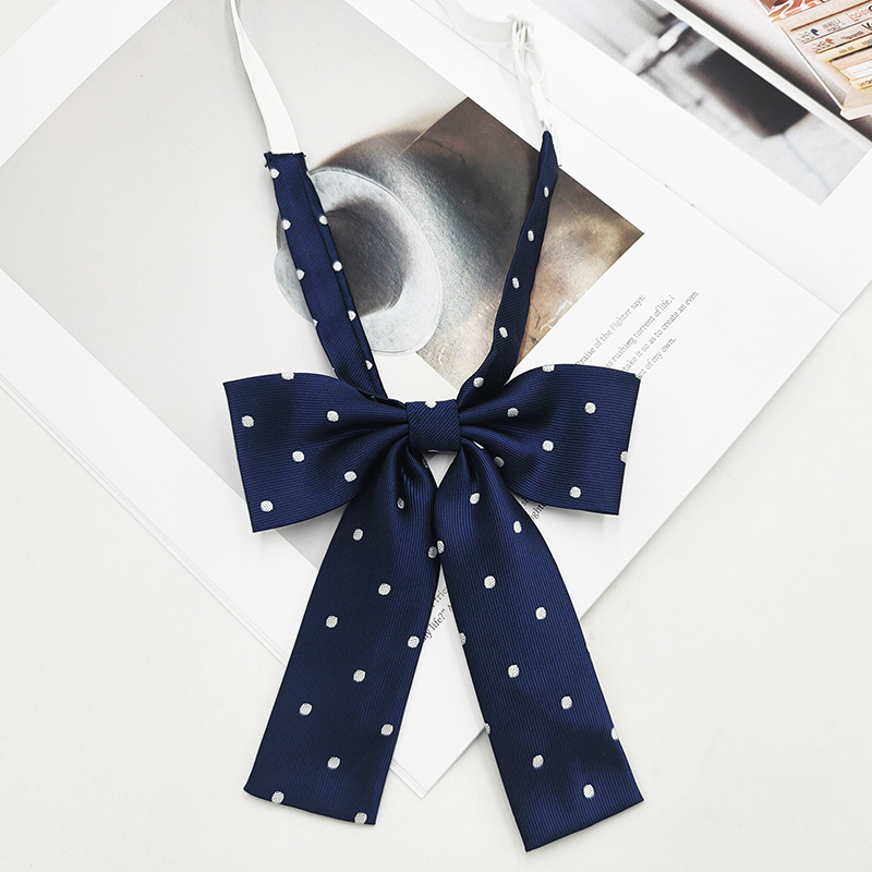 Chicas con lunares pequeños, cuello de mango largo, basin jk pajarita, Japón y Corea del Sur, arco casual, color sólido, fabricante, spot al por mayor