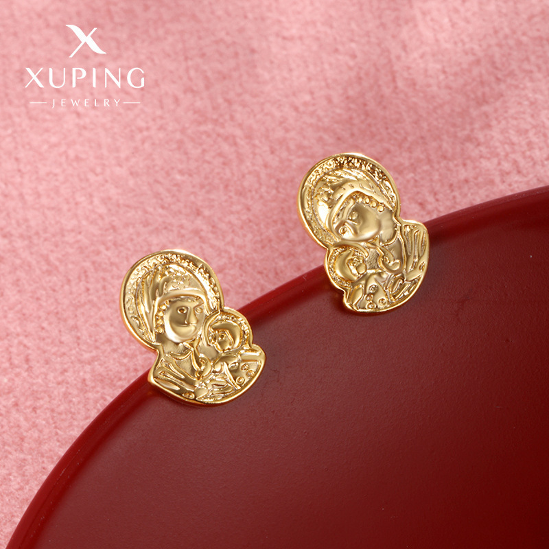 Pendientes de Botón Xuping, Modernos, Chapados en Oro, Simples, Versátiles, Exquisitos, Sin Circonitas, Joyería al por Mayor Transfronteriza