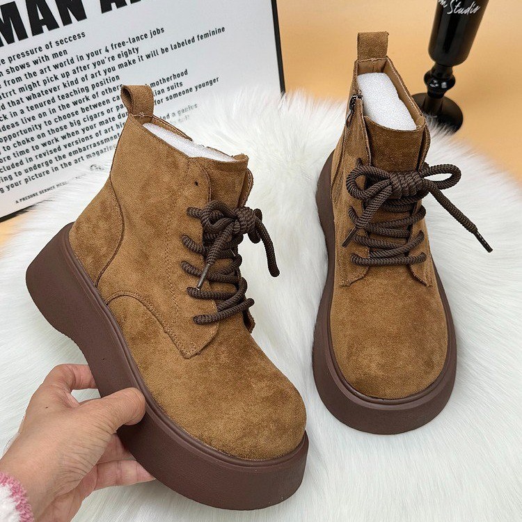 Fleece-Lined Birkenstock Boots for Women 2025 Winter New Style Small Height-Increasing Fleece-Lined Warm Suede Slimming Look Short Boots