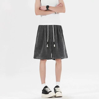 粗花呢小香风针织短裤男款夏季美式运动五分裤斑马纹薄款休闲裤子