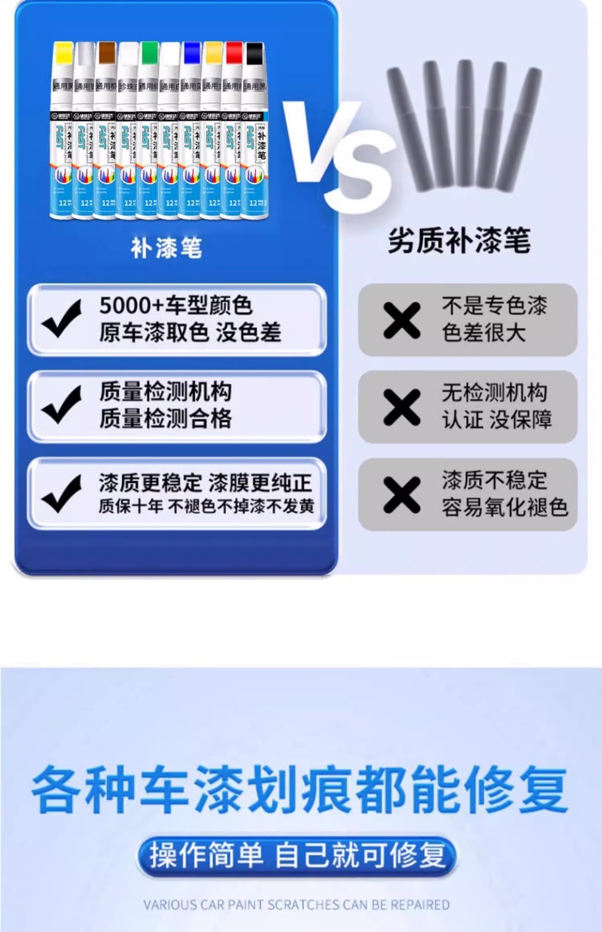 Car Paint Touch-Up Pen, Special Paint Repair Tool, Black and White Self-Spray Paint, Scratch Removal Pen, Scratch Repair Touch-Up Pen