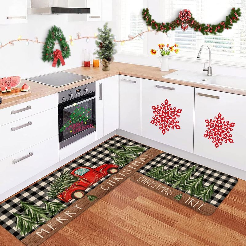 クロスボーダー TEMU Amazon クリスマス フロアマット セット ホーム キッチン 滑り止め、耐摩耗性、お手入れが簡単なフロアマットは、代理店として発送できます|undefined