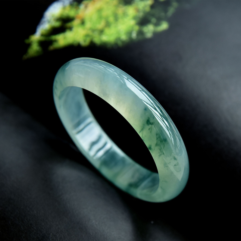 Qian Yuan Jewelry Jade Jade Jade Bracelet High-end Ice Flower Yang Green Violet Natural A Burmese Jade
