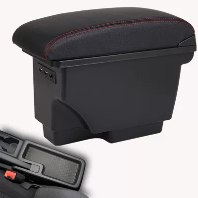 Applicable to 2019-2021 Volkswagen Lavida Sailing Edition Armrest Box Retrofit Special Original Central Handrail Original Factory (Armrest box) - ordinary-rechargeable-model-without-central-channel-kit-black-with-red-line-microfiber-leather