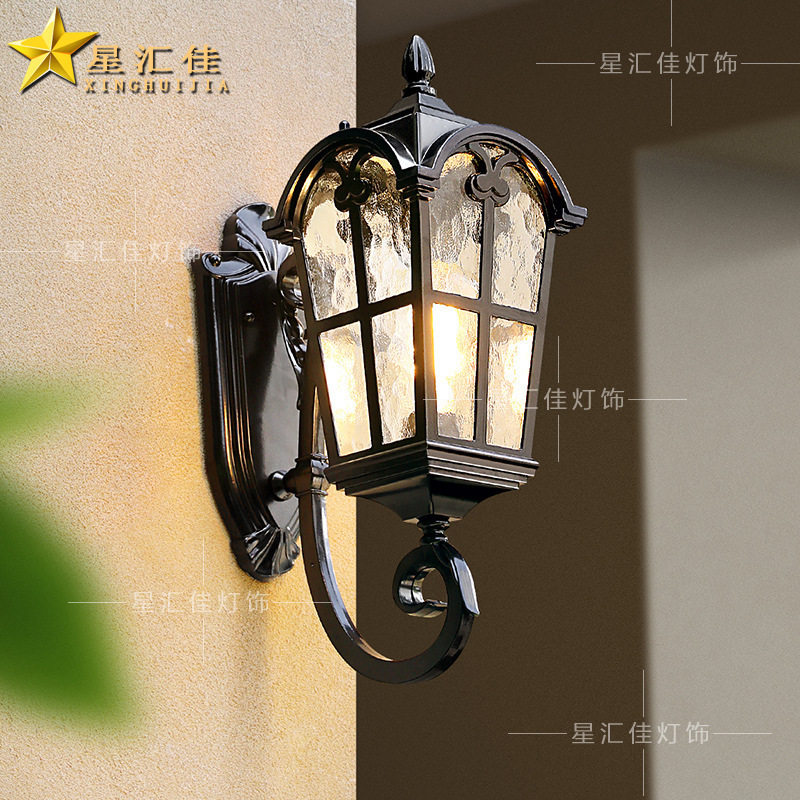 Waterproof Wall Lamp Solar American Outdoor Gate Exterior Wall Villa Garden Outdoor Courtyard Balcony European Retro