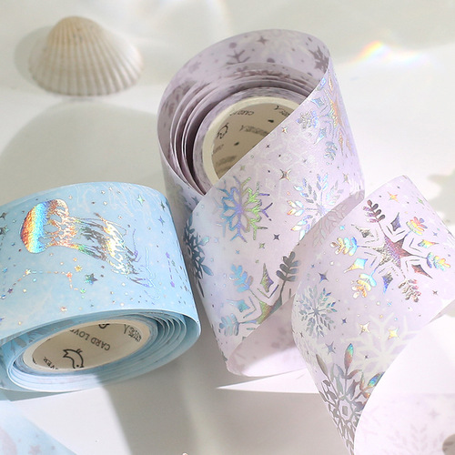 Lover of Letters Laser Washi Tape Fantasy Beauty Handbook Starry Sky Snowflake Universe Hot Stamping Tape
