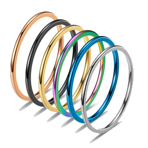 Elegant Plain Circle Joint Ring with Ultra-Thin 1mm Curved Smooth Surface, Simple and Luxurious Jewelry