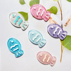 樹脂部品卸売りdiy部品手作り材料靴ボタンコップにクリームテープを貼って髪飾りカラーフラッシュ魚を貼ります。