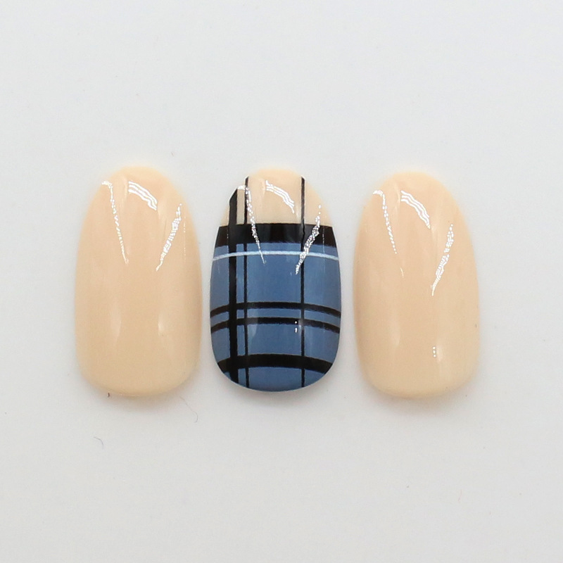 Factory Wholesale Customized New French Nails 24 Pieces Boxed Fresh Literary Plaid Stripess Fake Nails Fashion Factory Wholesale Customized New French Nails 24 Pieces Boxed Fresh Literary Plaid Stripess Fake Nails Fashion