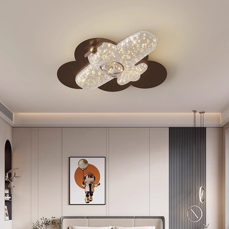 Lámpara de techo de dormitorio de espectro completo de estilo antiguo, lámpara de estudio de color de nogal retro, lámpara de dormitorio principal, lámpara de Zhongshan