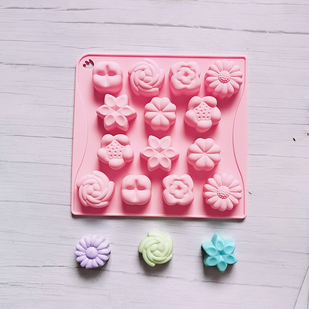14 flores 60 molde de silicona pastel helado pudín molde de postre jabón utensilios