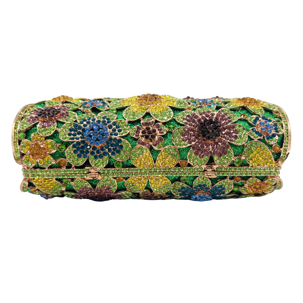 Nueva bolsa de cena de diamantes metal hueco flor de diamantes bolsa de mujer bolsa de fiesta bolsa de noche bolsa de embrague