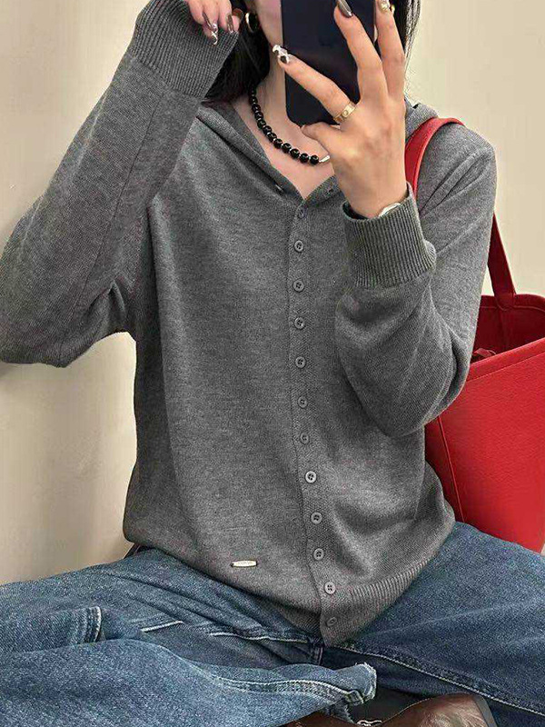 连帽针织衫女开衫秋季2025新款时尚洋气休闲长袖上衣宽松外搭毛衣|undefined