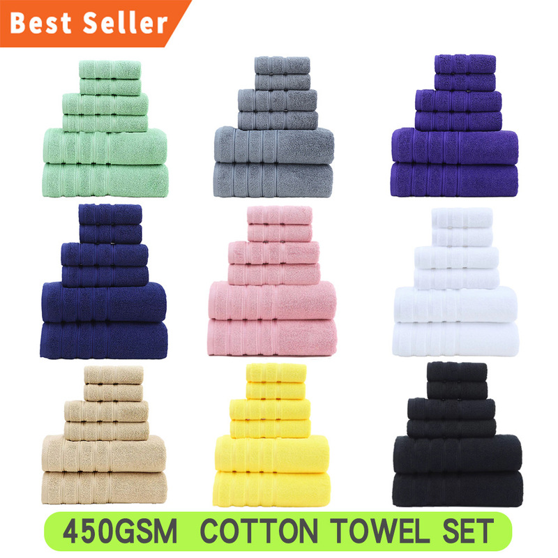 Amazon 6-piece towel cotton bath towel thickened absorbent cotton beach bath towel bathroom cross-border towel suit