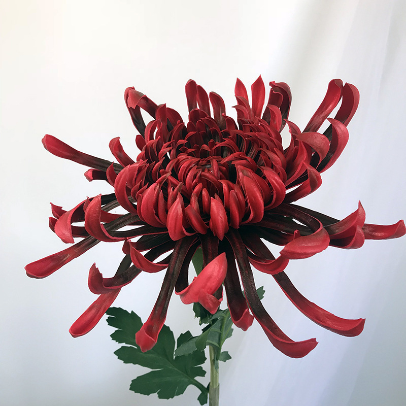 Chinese-style flower arrangement big flower simulation chicken tail chrysanthemum autumn chrysanthemum feel moisturizing PU single rich chrysanthemum big spoon with chrysanthemum