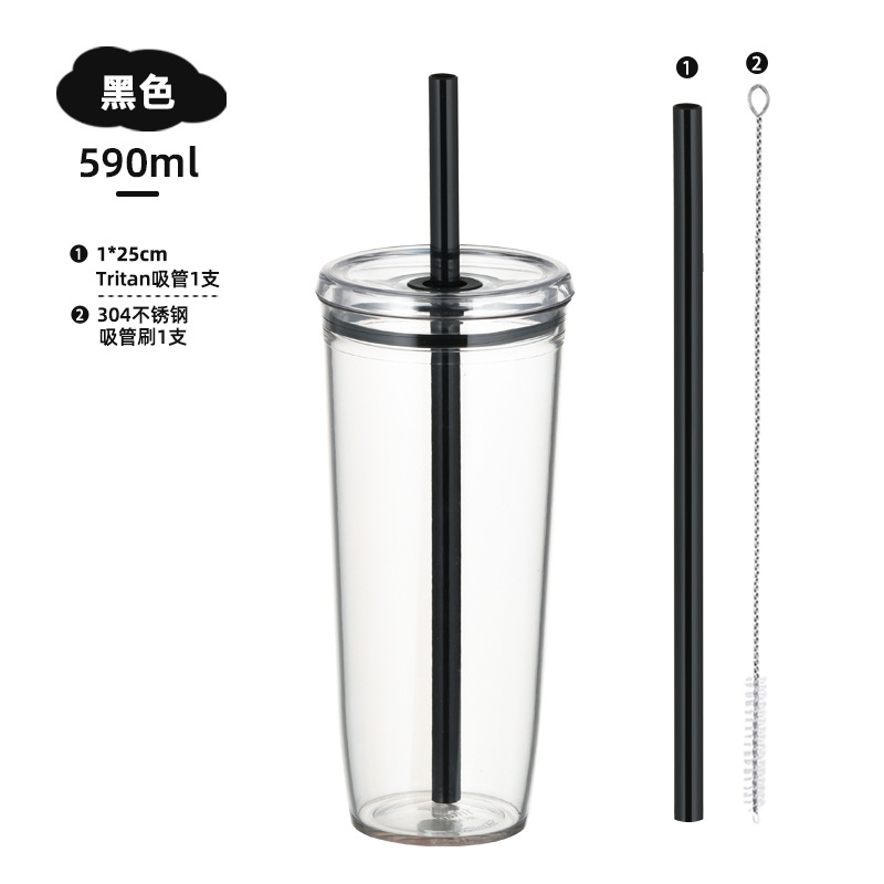 Nuevo Modelo 2026, Vaso de Tritán de 590 ml con Pajita, para Té con Leche, Café, Multicolor, de Gran Capacidad