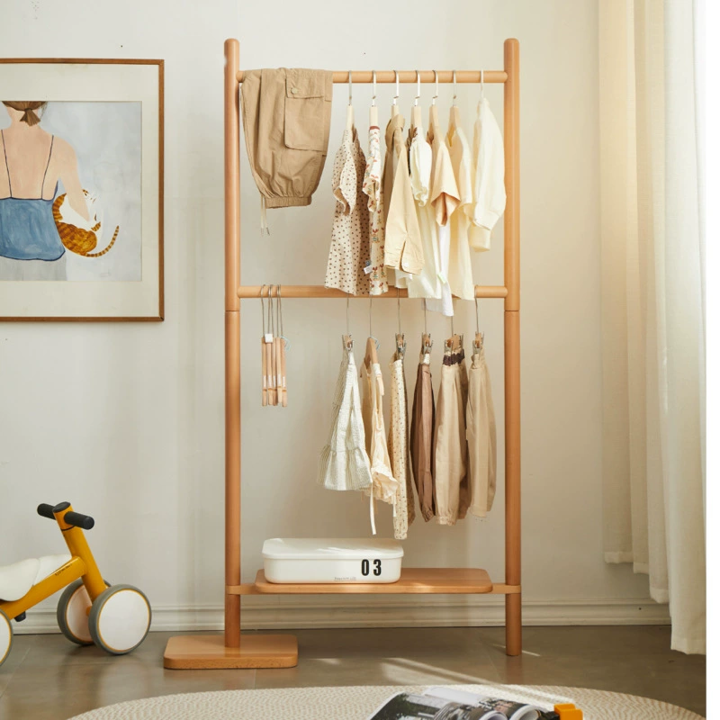 Вешалка из цельного дерева, простая японская вешалка для детской одежды, напольная детская вешалка для спальни, вертикальная вешалка для хранения