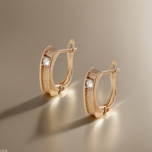 Xuping Alloy Gold-plated T-button Earrings Summer High-end Light Luxury Niche European and American Fashion Simple Earrings for Women