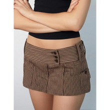 C 20062 Stripe button hip slim midi skirt ����Ŧ�۰������ݰ�