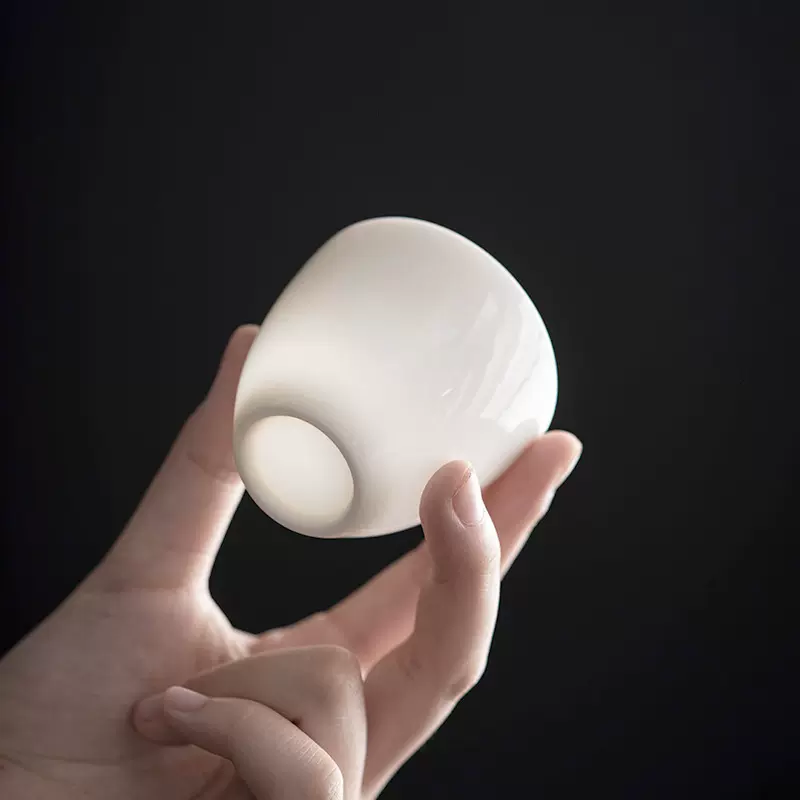 手工原矿羊脂玉白瓷功夫茶杯陶瓷家用茶碗功夫茶具品茗杯德化白瓷