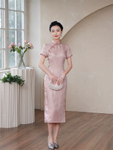 交织桑蚕丝旗袍2025夏季新款提花新中式复古国风真丝年轻款旗袍裙