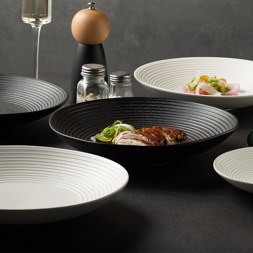 Ceramic plate bowl Japanese high-end bamboo hat bowl household noodle bowl salad bowl restaurant hotel soup plate Western food presentation