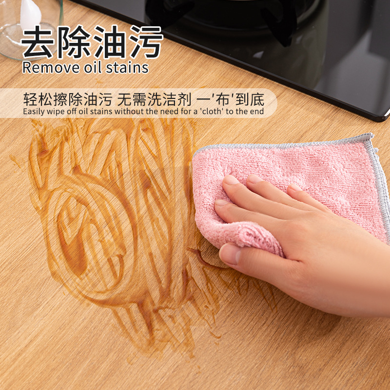 Paño de cocina de doble cara de forro polar coral grueso, no absorbe aceite, para limpieza de cocina, suave para las manos, venta al por mayor, nuevo modelo 2025.
