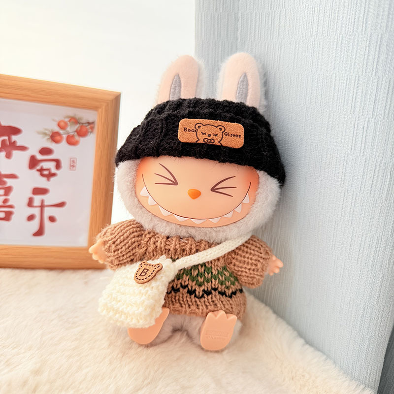 Solo ropa] Llavero de primera y segunda generación Labubu colgante de ropa Rabubu ropa de bebé suéter de punto traje de sombrero