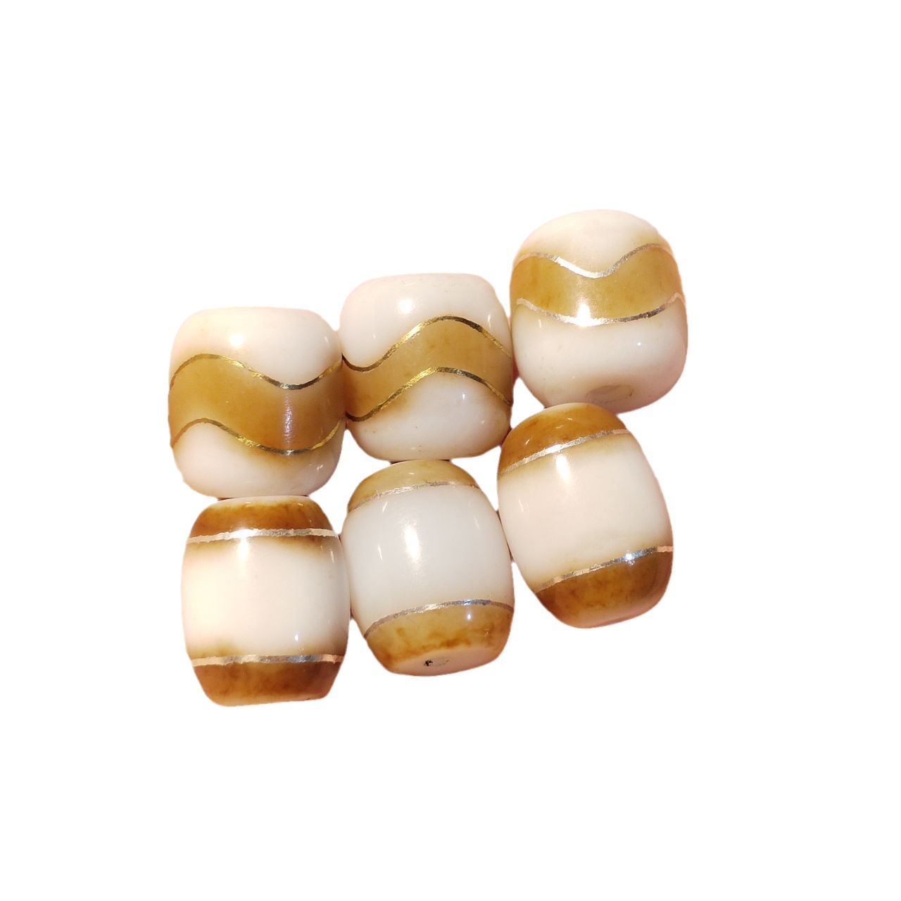 (2) WEN PLAY ׼ TIANZHU SCATTERED BEADS YELLOW TANG COLOR WATERLINE CALCIFIED PORCELAIN WHITE CORE AGATE ǹ TIGER TEETH TIANZHU