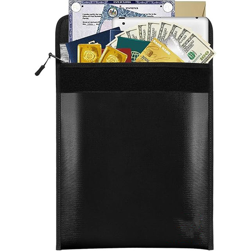 Large-Capacity Storage Bag Leather Fire-Proof and Waterproof Coin Bag for Business Outings to Carry Important Documents iPad Mobile Phone