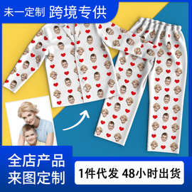 跨境来图来照片睡衣男女居家服套装牛奶丝大码情侣服睡衣睡裤冬季