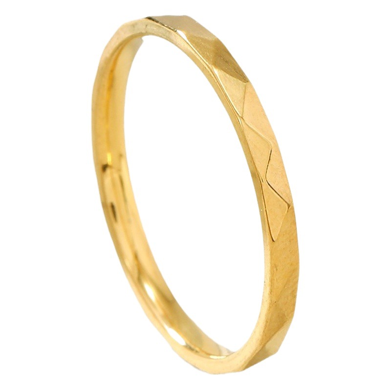 Venta caliente transfronteriza anillo de acero de titanio simple 2mm multi-superficie diamante anillo liso par 18K anillo de oro fábrica de joyería de acero inoxidable