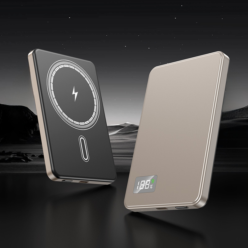 Nueva tarjeta adhesiva banco de energía móvil portátil magsafe carga rápida banco de energía inalámbrico de succión magnética ultrafina 10000mAh