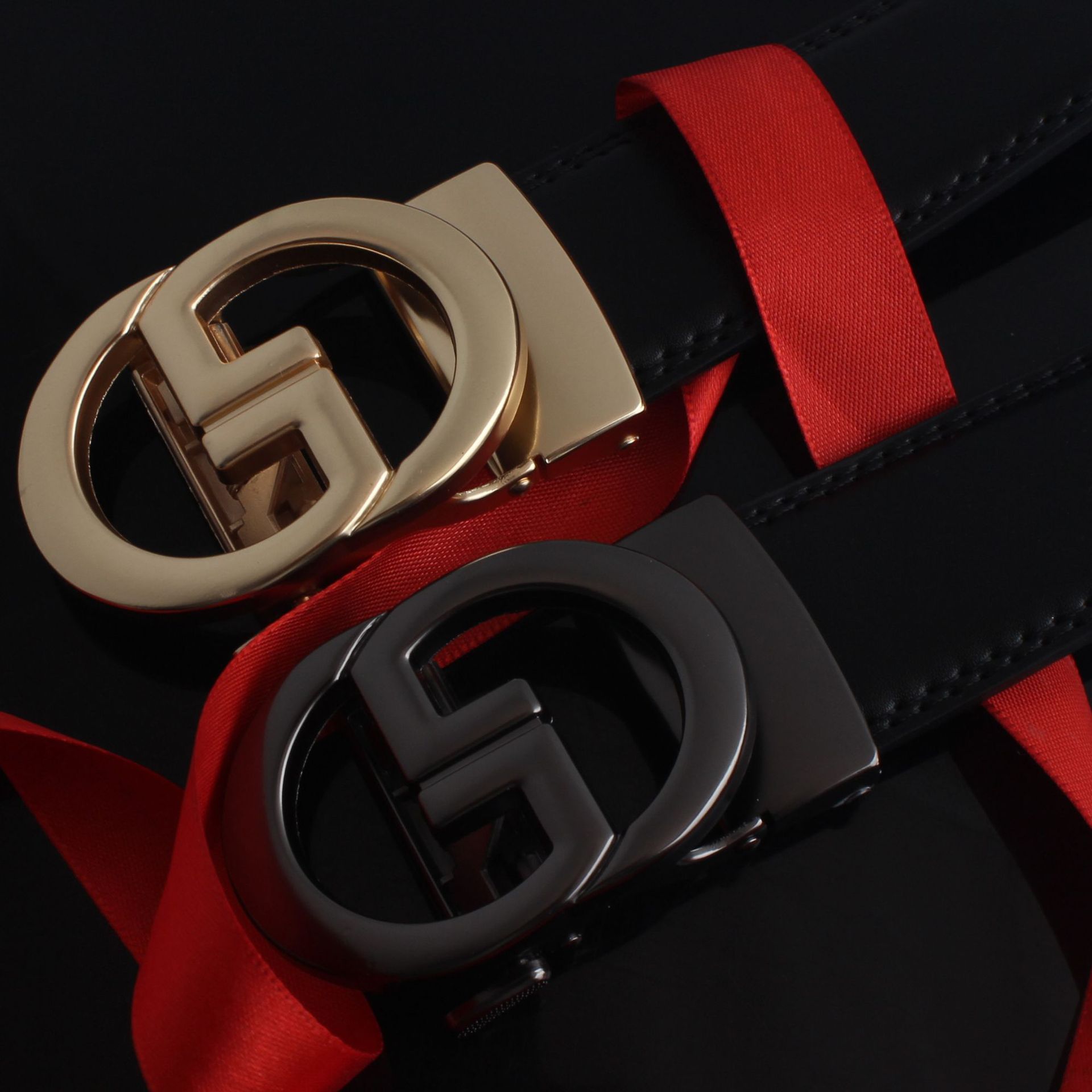 Men's Automatic Belt With Letter Buckle, Cowhide Leather Belt_voghion.com