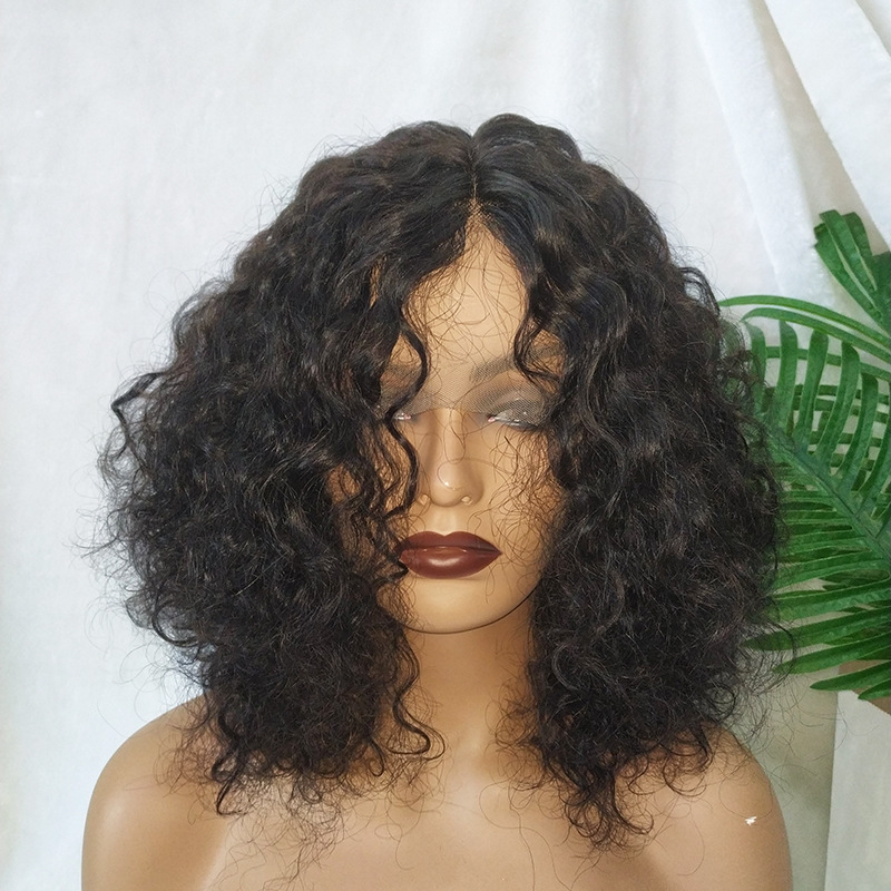 Foreign Trade Human Hair Wig T-Shaped Lace Headgear Water Wave 13X1 t Lace Front Wig