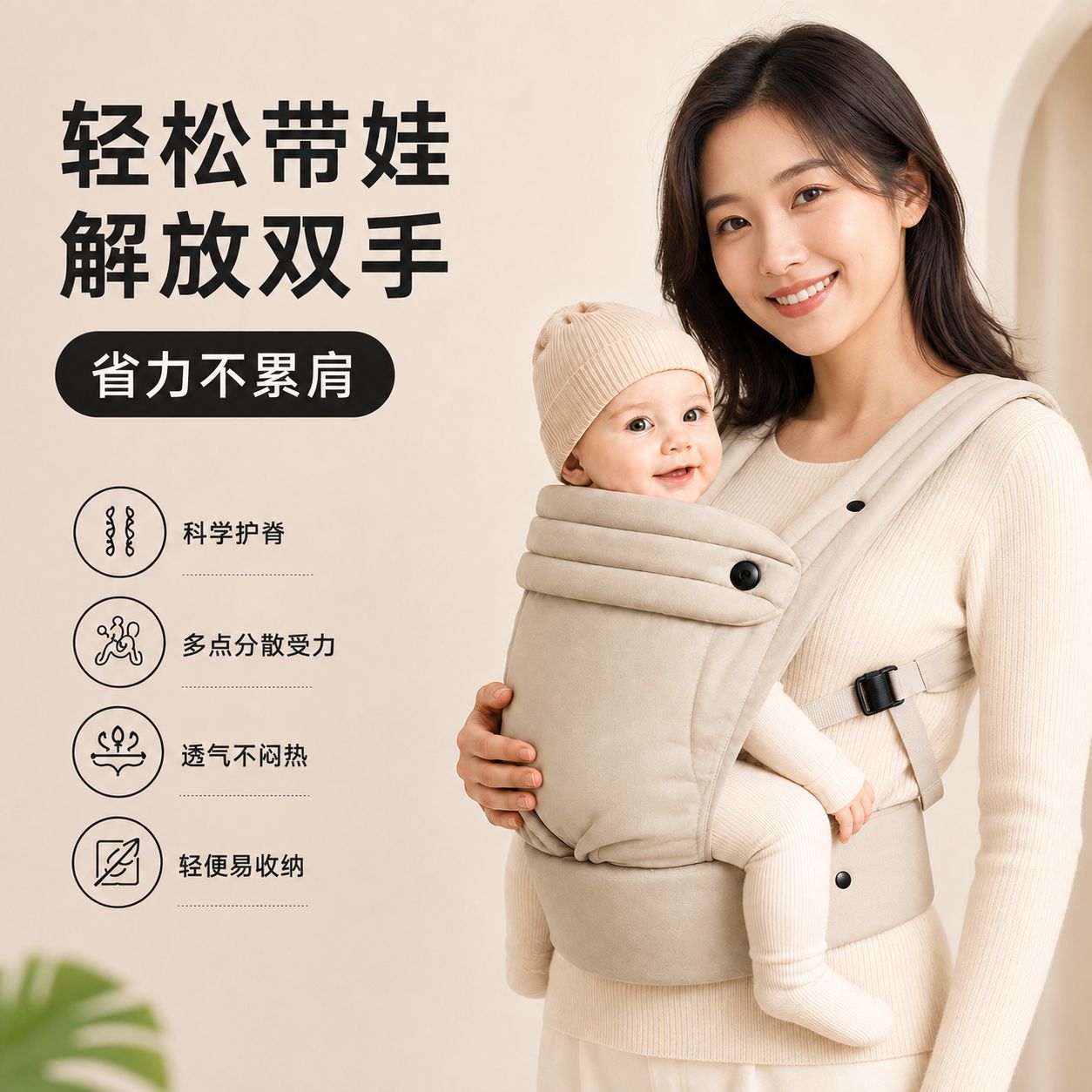 Transfronterizo cuatro estaciones de doble hombro cinturón para bebés, banco de cintura para niños, mochila para bebés, artefacto para bebés, toalla de espalda ligera