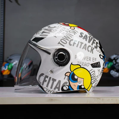Motosiklet kaskı (dəbilqə), Three-Quarter Helmet Spring Cycling - little-policewoman-white-m-53-56cm