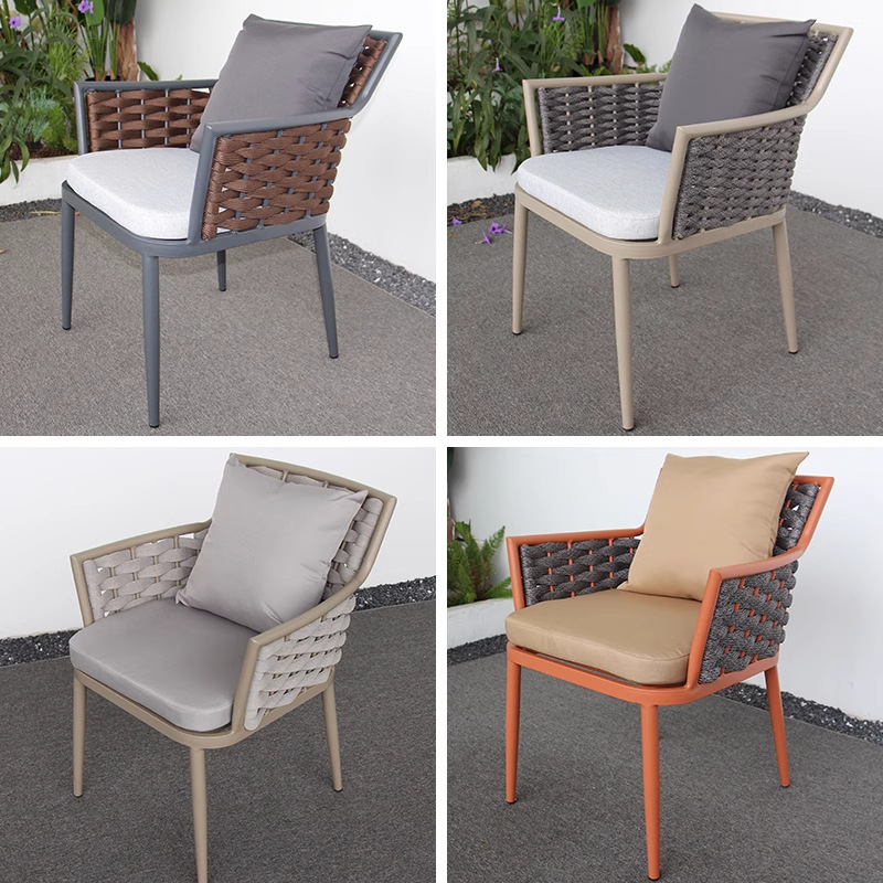 Sillas al aire libre nórdicas patio al aire libre villa silla de jardín silla de relajación silla de comedor de aluminio de caña