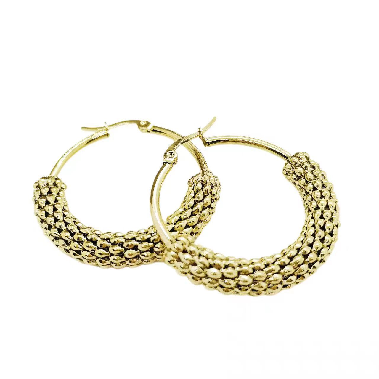 1 Pair Vacation Solid Color Plating Stainless Steel Hoop Earrings display picture 7